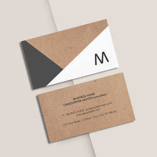 Modern tryckt Kraft Papper Grått White Geometric Visitkort