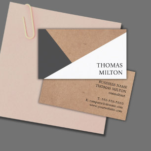 Modern tryckt Kraft Papper Grått White Geometric Visitkort