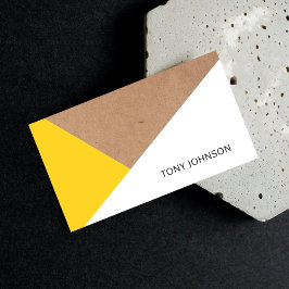 Modern tryckt Kraft Papper Gult Vit geometri Visitkort