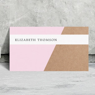 Modern tryckt Kraft Papper Ro White Geometric Visitkort