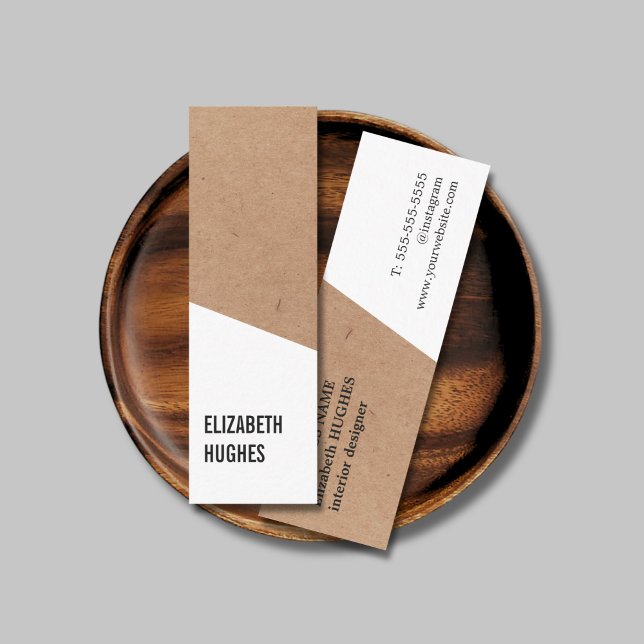 Modern tryckt Kraft Papper White Geometric  Mini Visitkort (Skapare uppladdad)