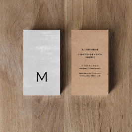 Modern tryckt Kraft Struktur Grått Bold Monogram Visitkort