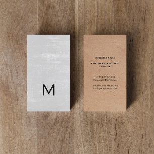 Modern tryckt Kraft Struktur Grått Bold Monogram Visitkort