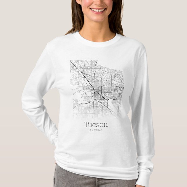 Modern Tucson Arizona Street Karta T Shirt (Framsida)