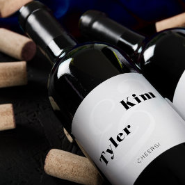 Modern tuff typografi svart och vit bröllop vinflaska etikett