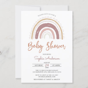Modern tuggad toning Boho Rainbow Baby Shower Invi Inbjudningar