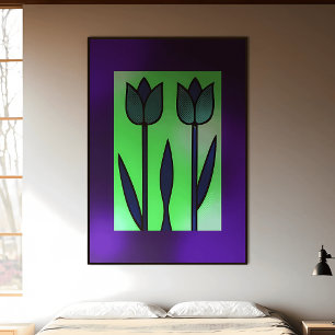 Modern Tulip Duo: Minimalistträdgård Poster