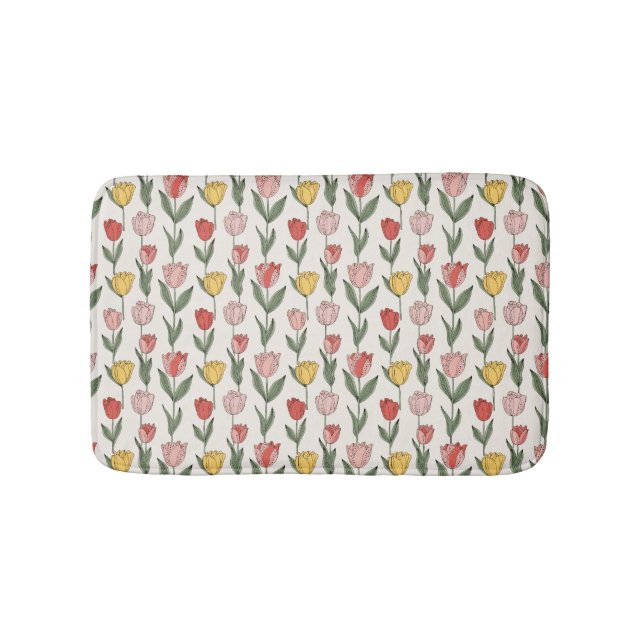 Modern Tulip Floral Pattern Soft Botanical Spring Badrumsmatta (Framsidan)