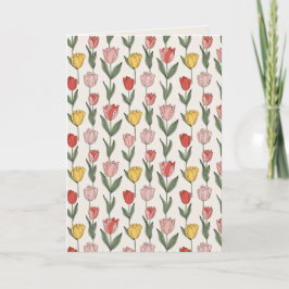 Modern Tulip Floral Pattern Soft Botanical Spring Kort