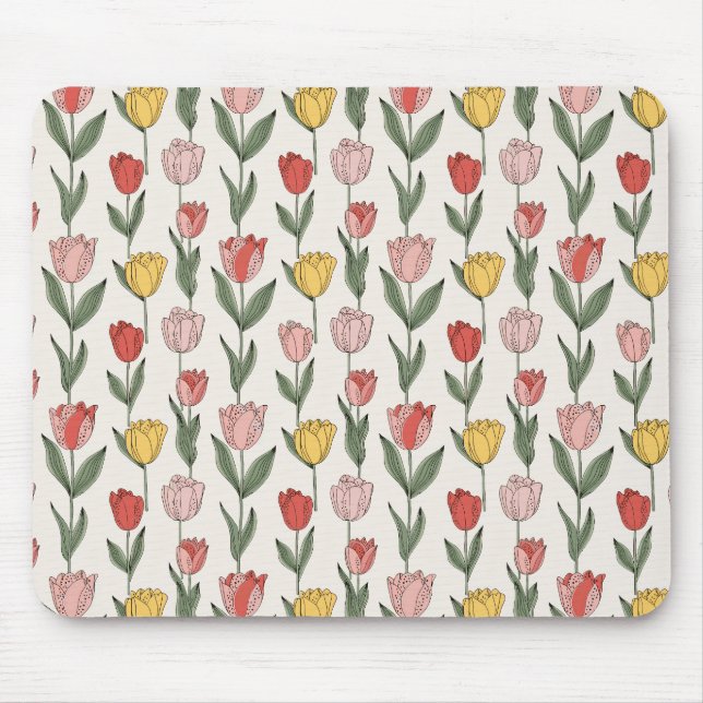 Modern Tulip Floral Pattern Soft Botanical Spring Musmatta (Framsidan)