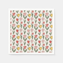 Modern Tulip Floral Pattern Soft Botanical Spring Pappersservett