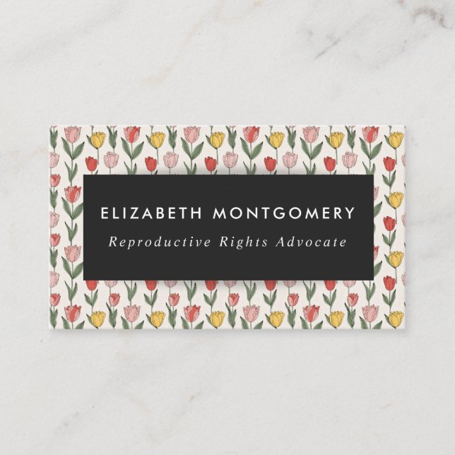 Modern Tulip Floral Pattern Soft Botanical Spring Visitkort (Framsida)