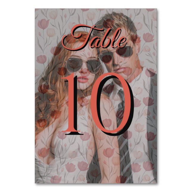Modern Tulip Flower Boho Wedding Table Number Bordsnummer (Framsidan)