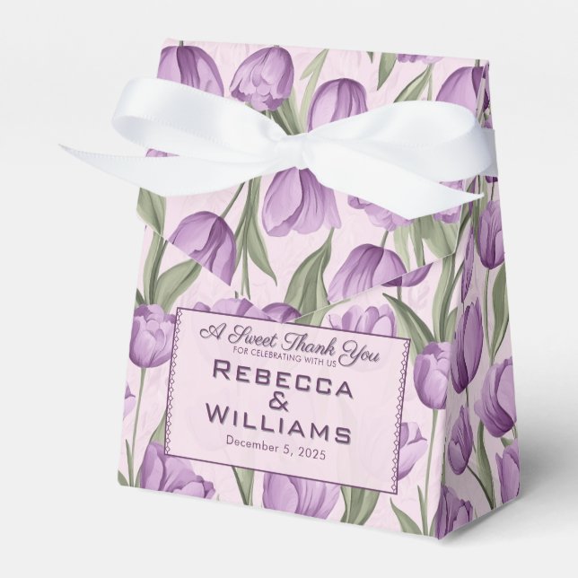 Modern Tulip Flower Greenery Wedding Favor Boxes Presentaskar (Framsidan Sidan)
