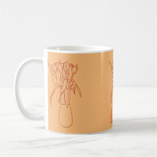 Modern tulip Line Original Illustration för henne Kaffemugg
