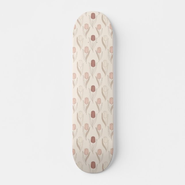 Modern Tulpan Blommönster Mini Skateboard Bräda 18,5 Cm (Framsida)