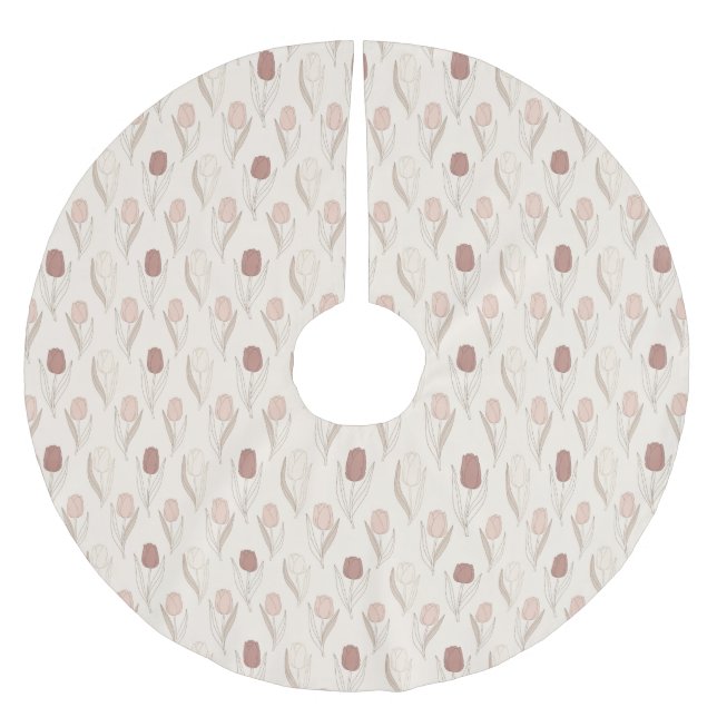Modern tulpanblommönster julgransmatta borstad polyester (Framsidan)