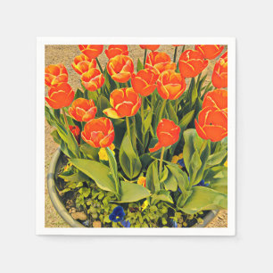Modern tulpanfärgad orange pappersservett