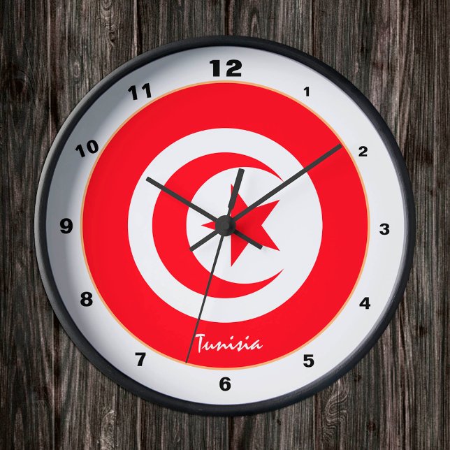 Modern tunisisk Flagga, Tunisiskt trendig hem/desi Rund Klocka (Skapare uppladdad)