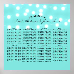 Modern turcoise Blue & String Ljus Seating Poster