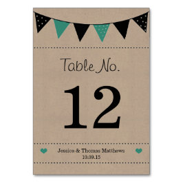 Modern turcoise Bunting Bröllop Collection Bordsnummer