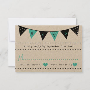 Modern turcoise Bunting Bröllop Collection OSA Kort