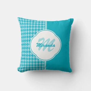 Modern Turcos Houndstooth Monogram och Namn Kudde
