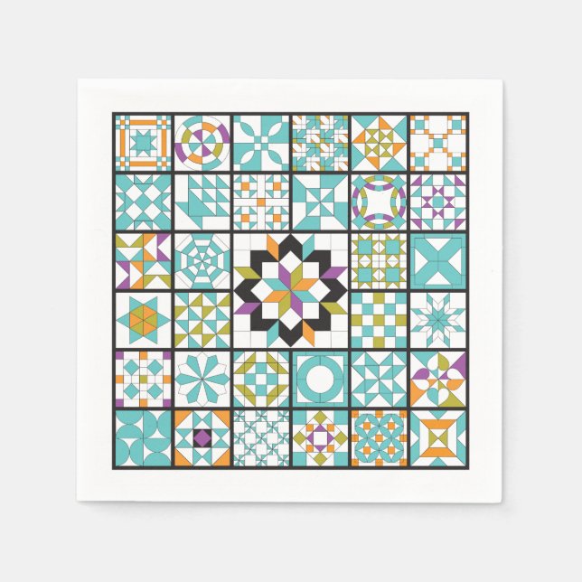 Modern Turcos Sampler Quilt Napkins Pappersservett (Framsidan)