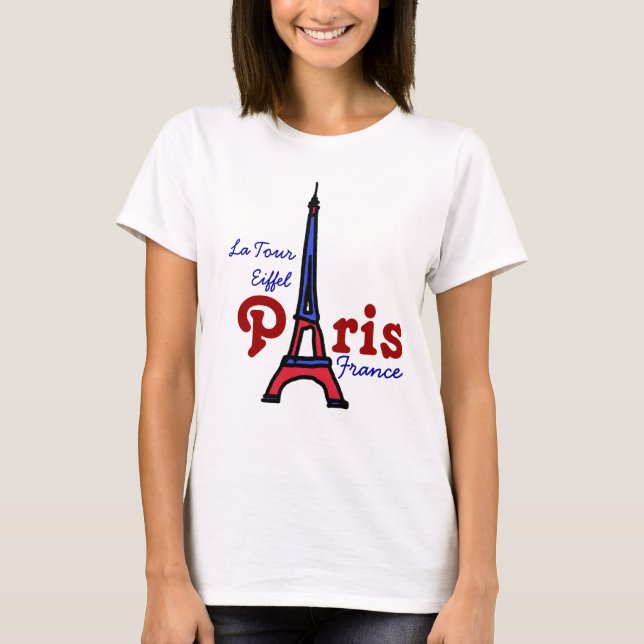 modern turism Eiffel Torn Paris FRANKRIKE T-shirt (Framsida)