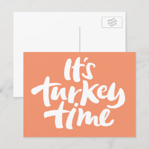 Modern "Turkiet Time"-Thanksgiving - Kalligrafi Helg Vykort