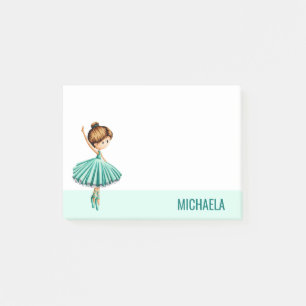 Modern turkos Ballet Dancer med Tutu Post-it Block