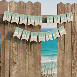 Modern turkos Beach Baby Shower Bunting Flaggor