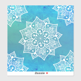 Modern turkos blå ombre vattencolor mandala klistermärken