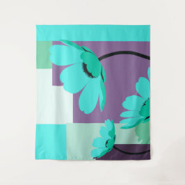 Modern Turkos Blommig Väggtextil