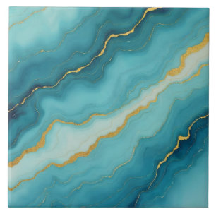 Modern turkos Blue Guld Marble Collection Kakelplatta