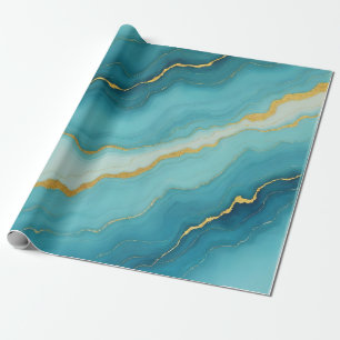 Modern turkos Blue Guld Marble Collection Presentpapper