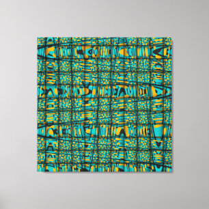 Modern turkos Blue Orange Weave Wave Mönster Canvastryck