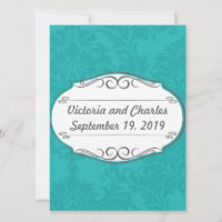 Modern turkos Chartreuse Damask Wedding