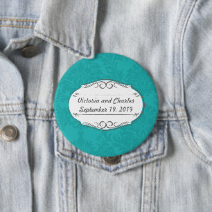 Modern turkos Chartreuse Damask Wedding Knapp