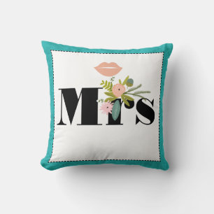 Modern turkos Chartreuse Damask Wedding Kudde