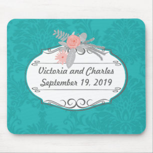 Modern turkos Chartreuse Damask Wedding Musmatta