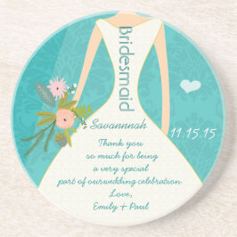 Modern turkos Chartreuse Damask Wedding Underlägg Sandsten