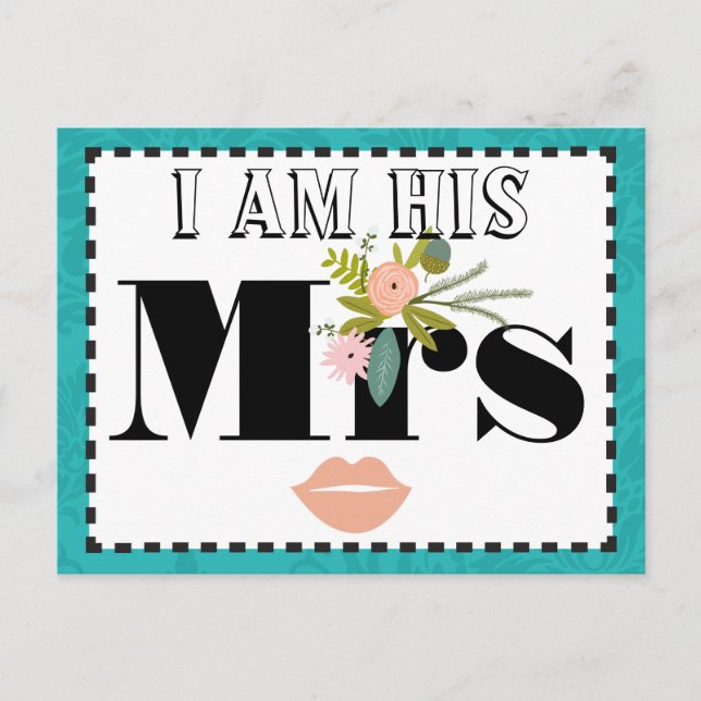 Modern turkos Chartreuse Damask Wedding Vykort (Framsida)