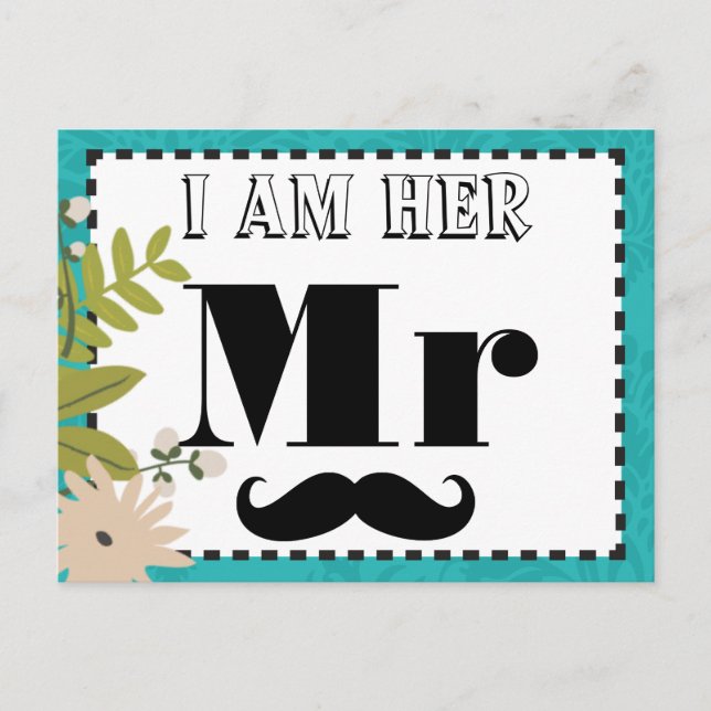 Modern turkos Chartreuse Damask Wedding Vykort (Framsida)