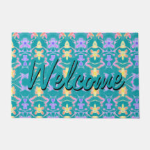 Modern turkos dörrmatta med Söt Mönster