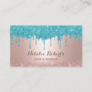 Modern turkos Drives Ro Guld Makeup Hair Salon Visitkort