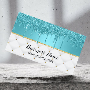 Modern turkos Faux Glitter Drips Luxury Visitkort