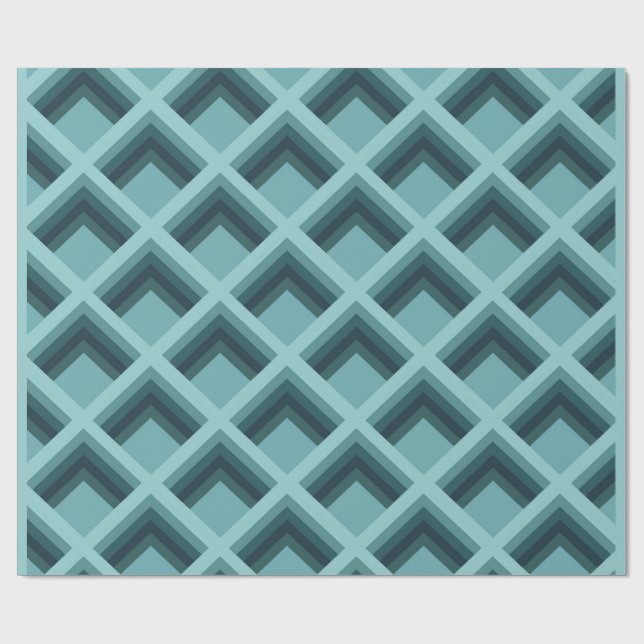 Modern turkos geometrisk 3D-diamant presentpapper (Platt)