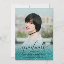 Modern turkos Glitter Ombre Girly Photo