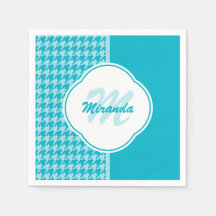 Modern turkos Houndstooth Monogram och Namn